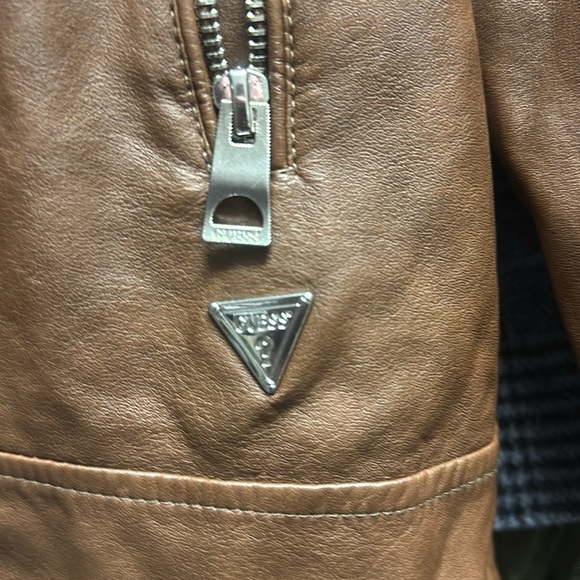 Guess Coat Men’s XL Brown with Silver Zippers. Knit at arms. - Picture 3 of 12